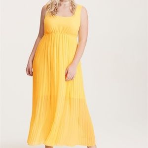 Torrid Yellow Pleated Chiffon Maxi Dress